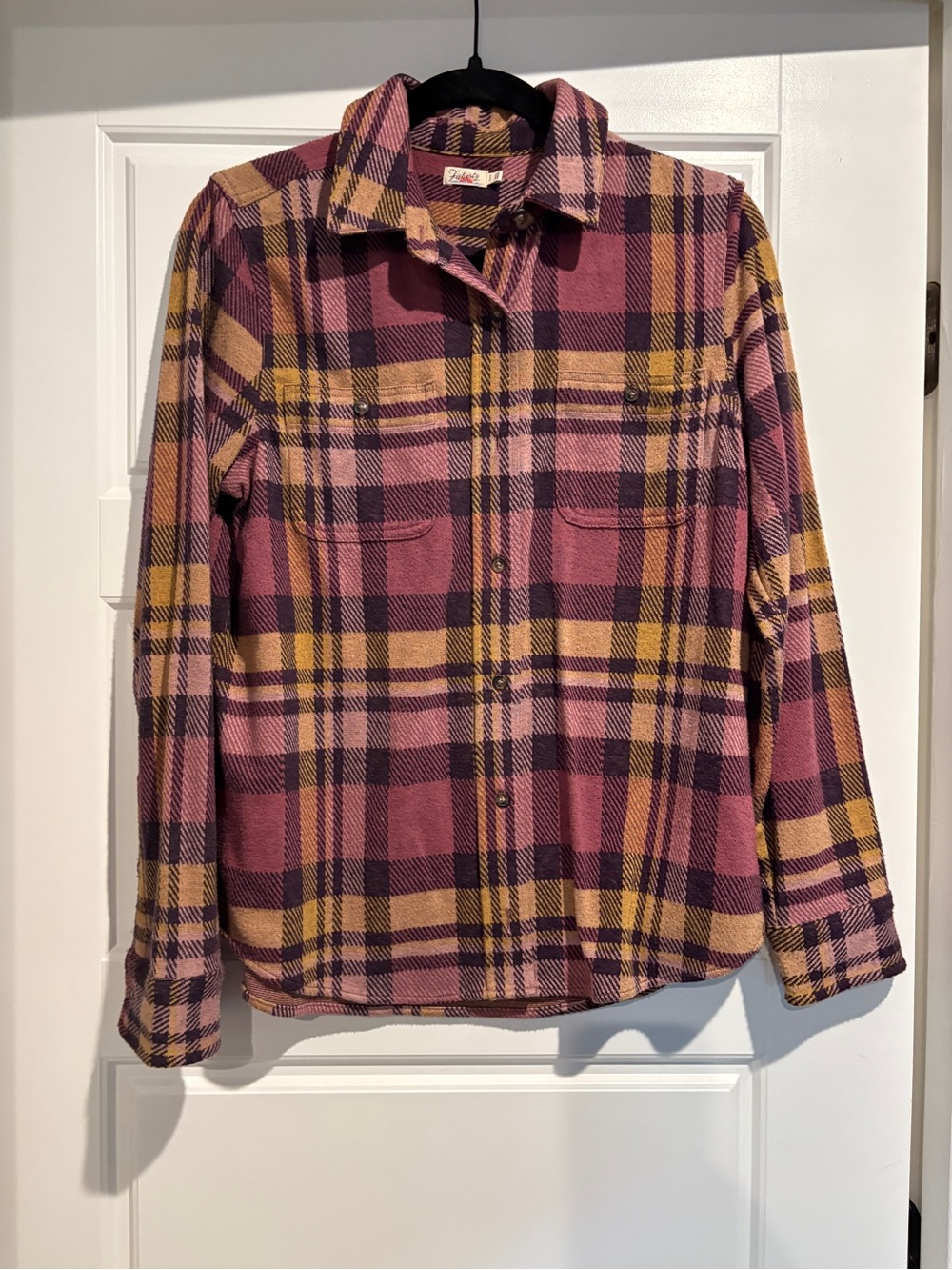 Faherty Pink and Mustard Legendary Plaid Button-Down Shirt Jacket